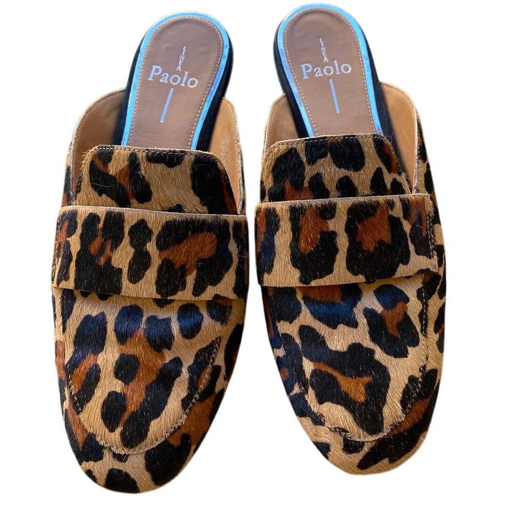 Nordstrom Linea Paolo Annie Calf Hair Loafer Mule US 7 Tan Leopard Animal Print - Picture 3 of 11